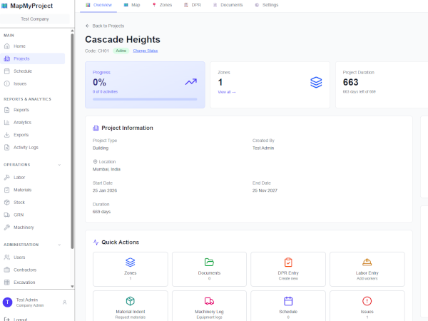 MapMyProject Dashboard